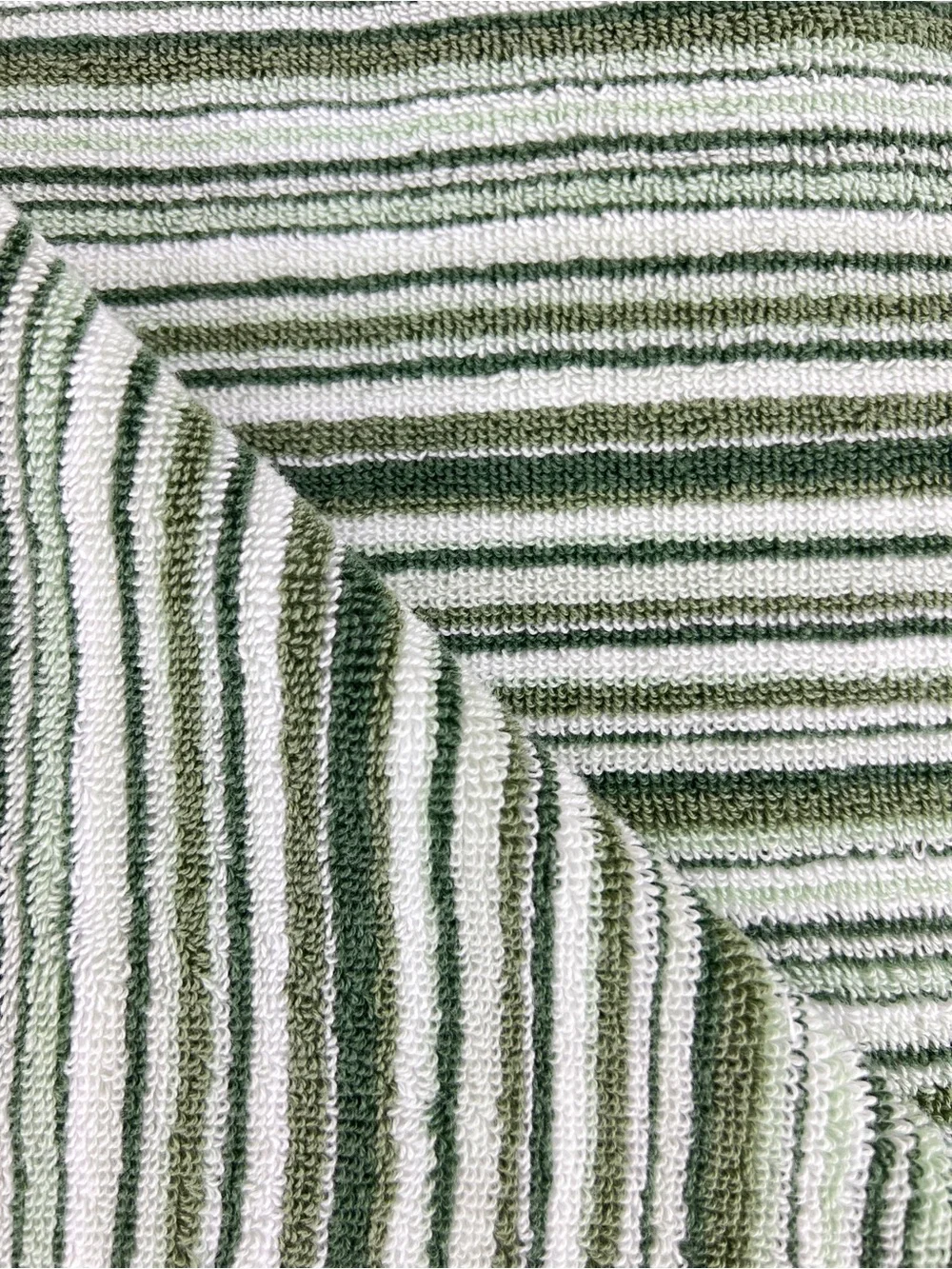 Rachel Zoe Bath Towels Green and White Striped Soft 100% Cotton 2 Pc NEW
